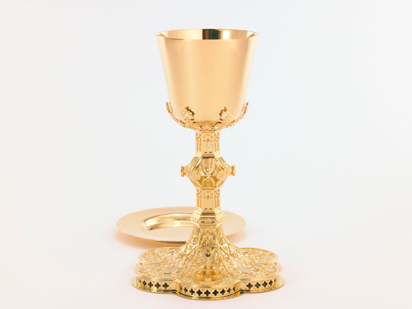 10" Ornate Engraved Traditional Covered Ciborium | 24K Gold Plated
