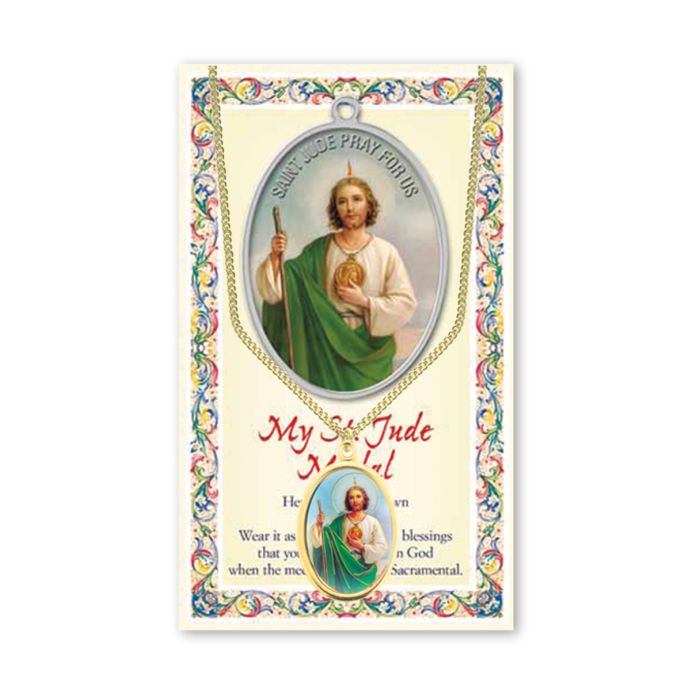 Epoxied Medal on Chain with Prayer
