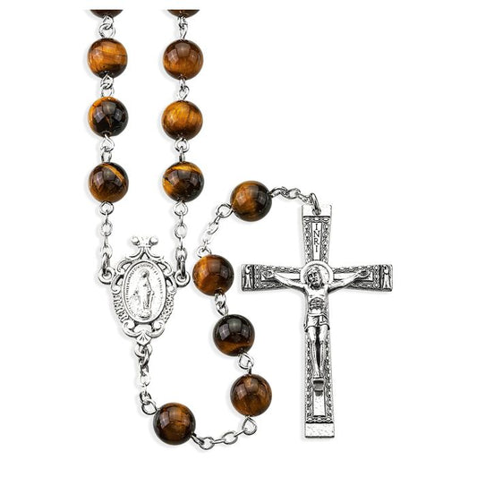 8mm Genuine Tiger Eye Stone Bead Rosary