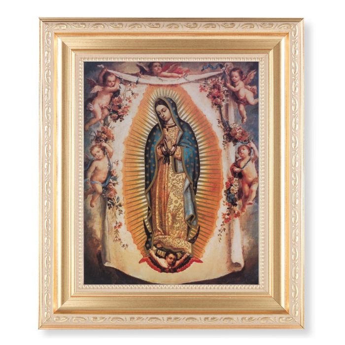 Satin Gold Frame with Our Lady of Guadalupe Print