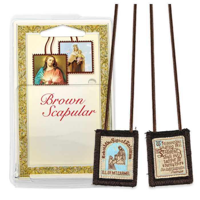 Our Lady of Mount Carmel Genuine Brown Wool Scapular