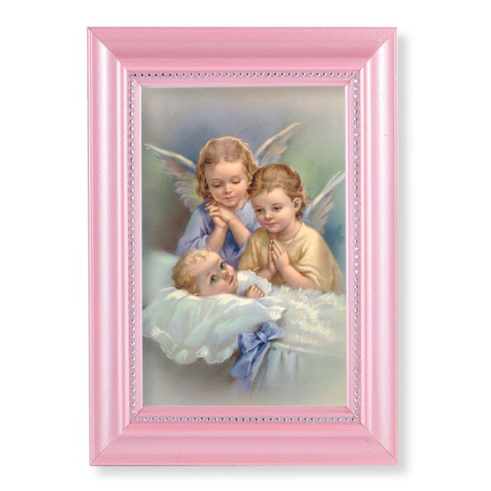 Pink Frame with Guardian Angels Print