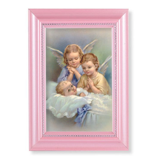 Pink Frame with Guardian Angels Print
