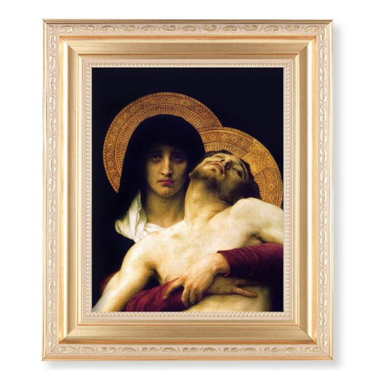 Satin Gold Frame with The Pieta Print