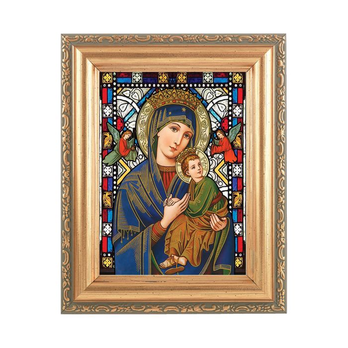 5.5" x 7" Antique Gold Frame with Stained Glass Art