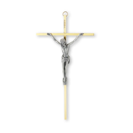 Brass Crucifix with an Antique Silver Finish Corpus