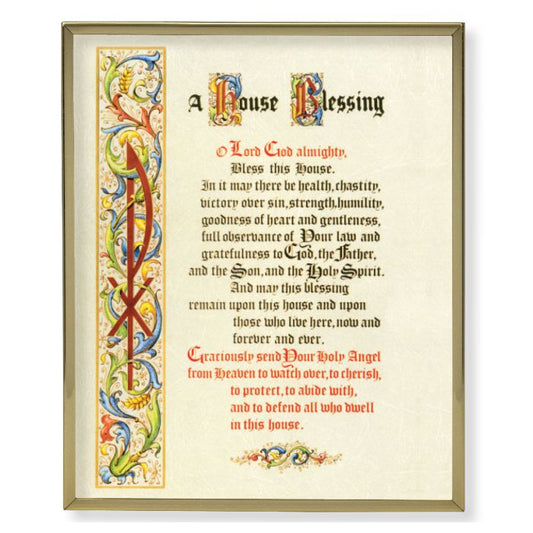 Gold Plaque Frame with a House Blessing Print