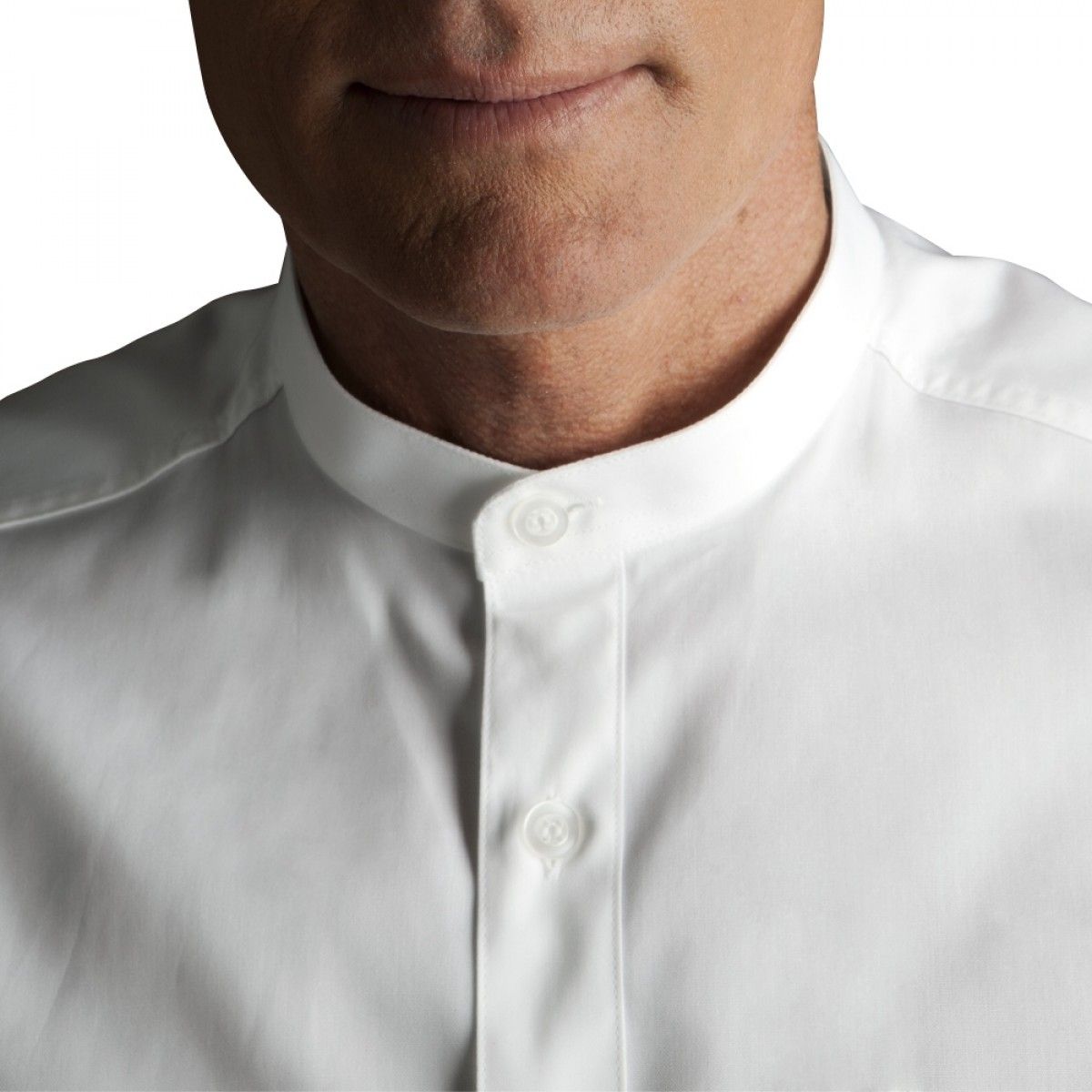 White Clerical Clergy Shirt | French Cuffs | Long Sleeve | Poly/Cotton | Made in Italy