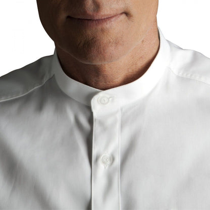 White Clerical Clergy Shirt | French Cuffs | Long Sleeve | Poly/Cotton | Made in Italy