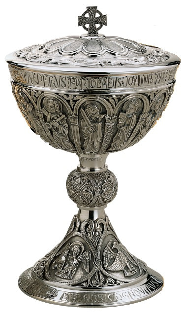 #AS-197-1 Traditional Covered 9" Ciborium | Holds 300 Hosts | Silver Plated | Gold Lined