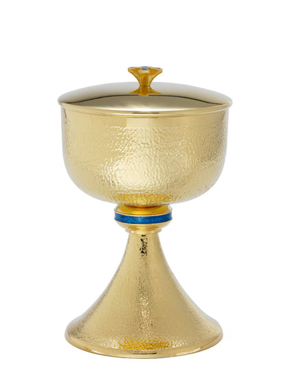 Basketweave Texture Chalice & Bowl Paten | 7 1/2", 15oz. | 24K Gold Plated