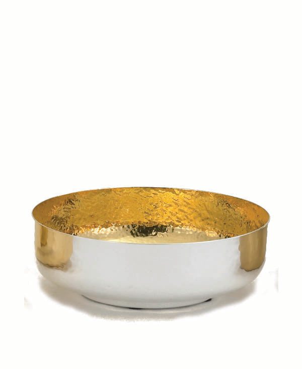 6 1/8" Open Ciborium | Silver Plated | 24K Gold Lined | Hammered Texture