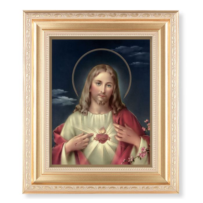 Satin Gold Frame with Sacred Heart of Jesus Print