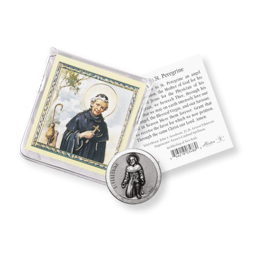 Saint Peregrine Pocket Coin with a Holy Card
