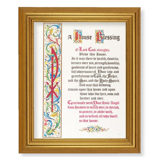 Gold Leaf Finish Beveled Frame with House Blessing