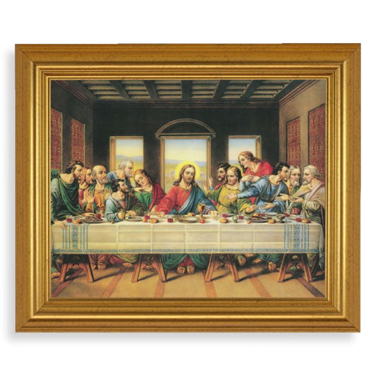 Gold Leaf Finish Beveled Frame with 8" x 10" Last Supper Textured Art