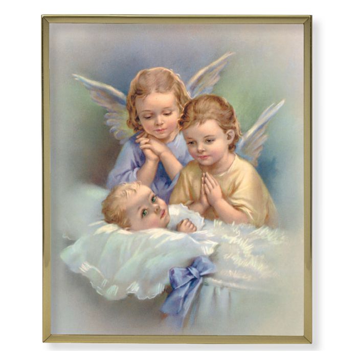Gold Plaque Frame with a Guardian Angel Print