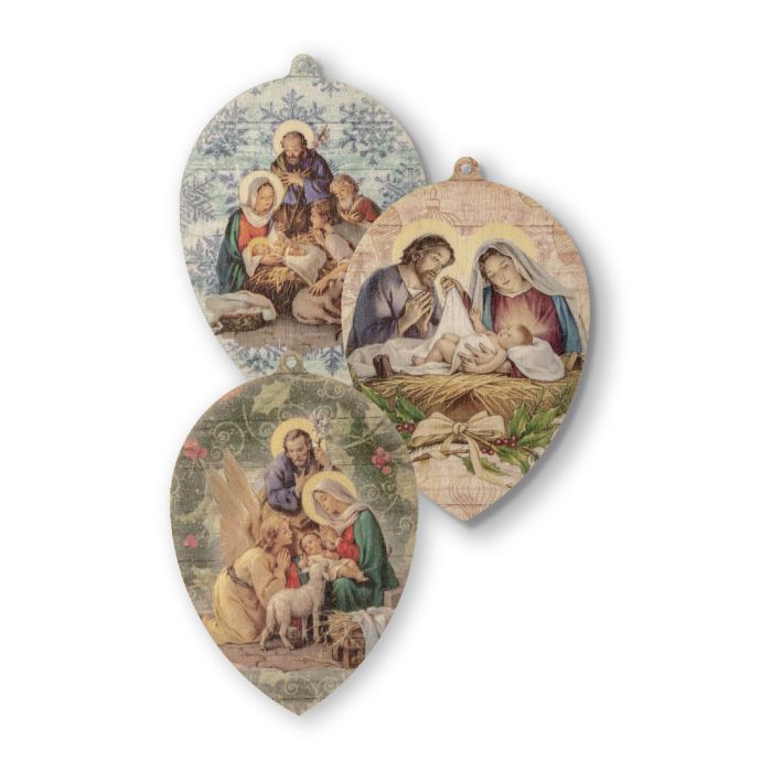 Nativity Scene Wood Ornaments | Set of 3