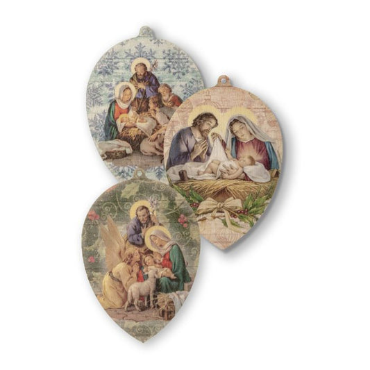 Nativity Scene Wood Ornaments | Set of 3