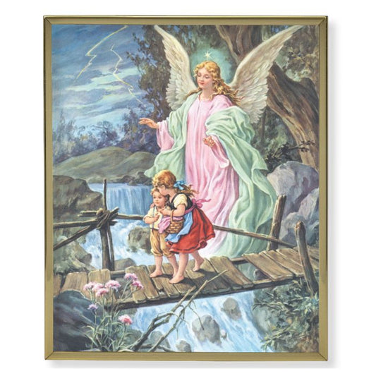 8" x 10" Gold Plaque Frame with a Guardian Angel Print