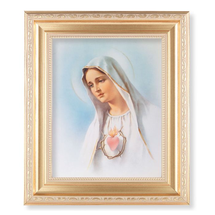 Satin Gold Frame with Immaculate Heart of Mary Print