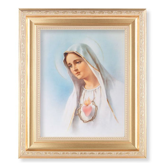 Satin Gold Frame with Immaculate Heart of Mary Print