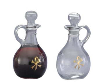 Gold Chi-Rho Embossed Cruet Set | 10oz, 6-1/2"