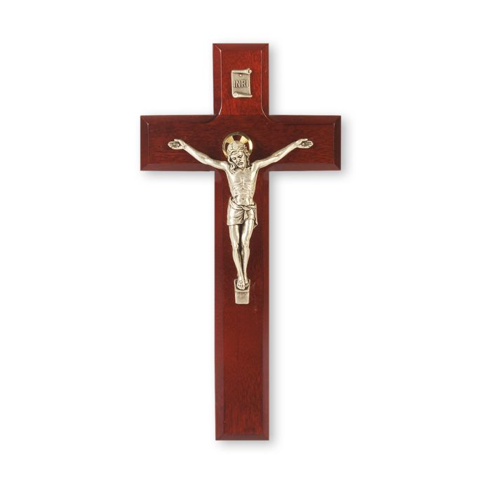 Dark Cherry Cross with Antiqued Silver Finish Italian Corpus