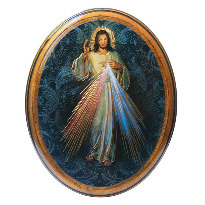 Divine Mercy Oval Wood Plaque