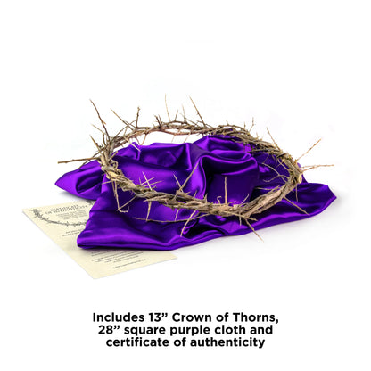 13" Crown of Thorns with Purple Cloth