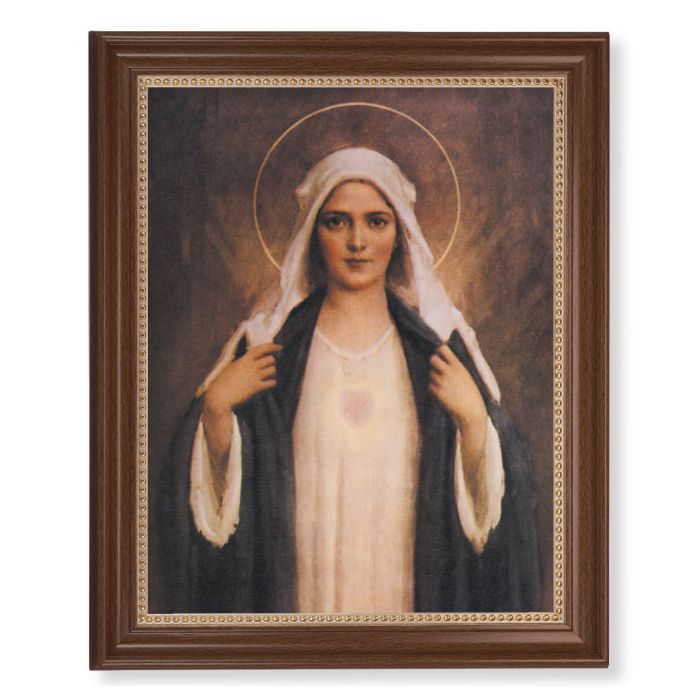 Walnut Finished Frame with Immaculate Heart of Mary