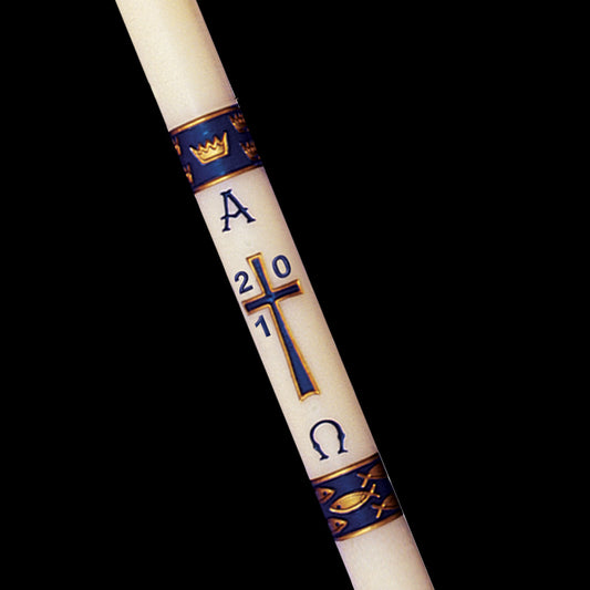 Gloria Dark Blue Beeswax Paschal Candle
