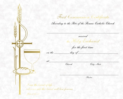Traditional First Communion Certificates | Box of 50