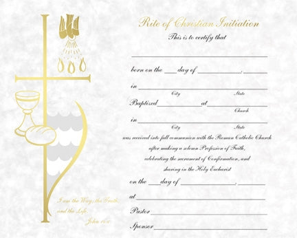 Traditional RCIA Certificates | Box of 50