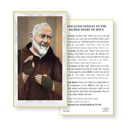 Saint Pio Holy Card with Novena Prayer