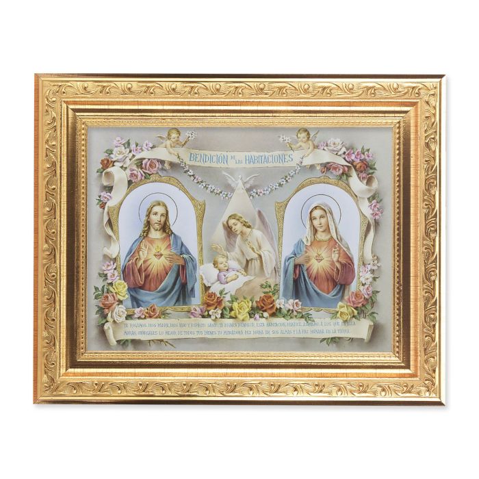 Gold Ornate Frame with Baby Room Blessing-Sacred Hearts Print