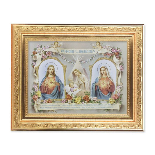 Gold Ornate Frame with Baby Room Blessing-Sacred Hearts Print