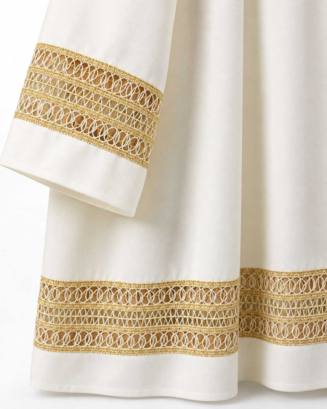 Ornate Lace Insert Alb | Poly/Wool | Made in Italy
