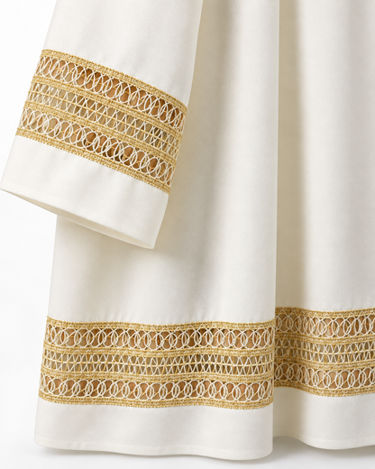 Ornate Lace Insert Alb | Poly/Wool | Made in Italy