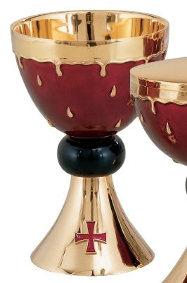 #2818 Drops of Blood Chalice & Bowl Paten | 6 1/2", 14oz. | Sterling Silver | 24K Gold Lined
