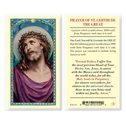 Saint Gertrude Prayer for Souls in Purgatory Holy Card
