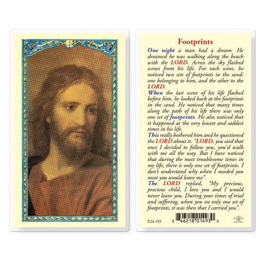 Footprints Head of Christ Holy Card