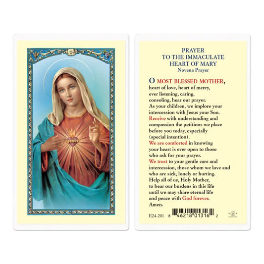 Novena Prayer to the Immaculate Heart of Mary Holy Card