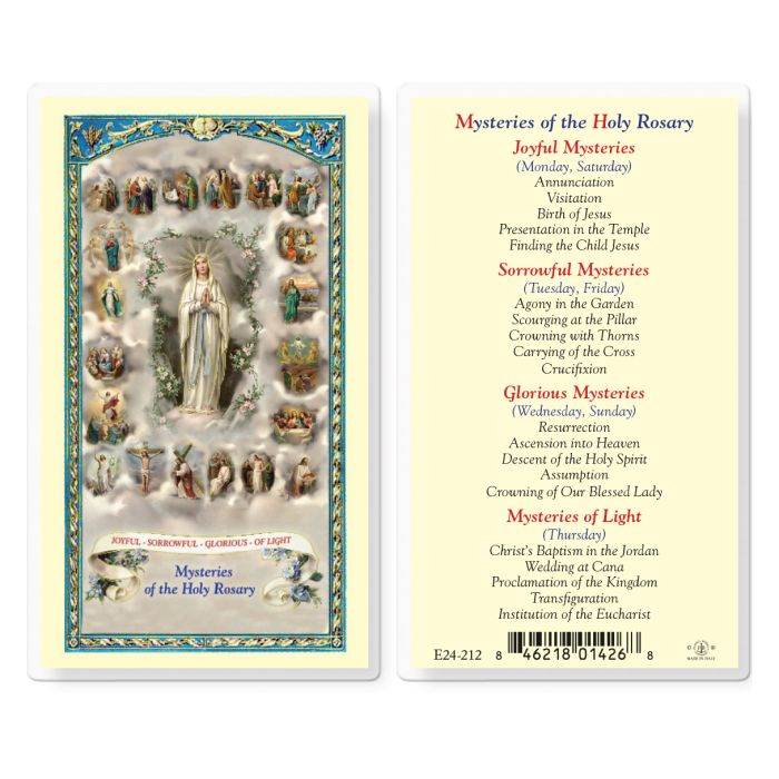 Mysteries of the Rosary Holy Card