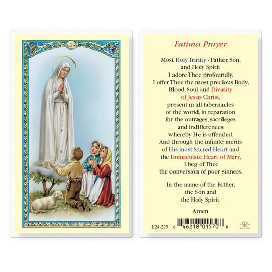Prayer to the Our Lady of Fatima Holy Card