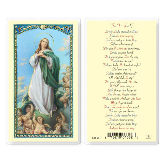 Lovely Lady Dressed In Blue Holy Card