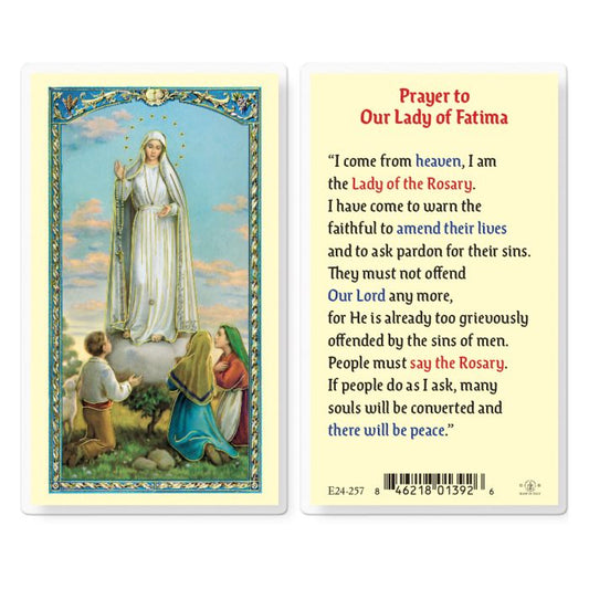 Prayer to Our Lady of Fatima Holy Card