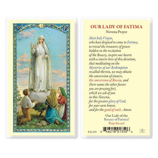 Our Lady of Fatima Novena Prayer Holy Card
