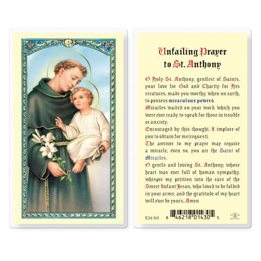 Saint Anthony of Unfailing Prayer Holy Card
