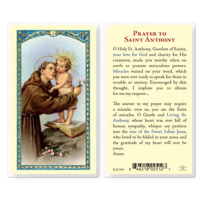 Saint Anthony of Those in Trouble Holy Card